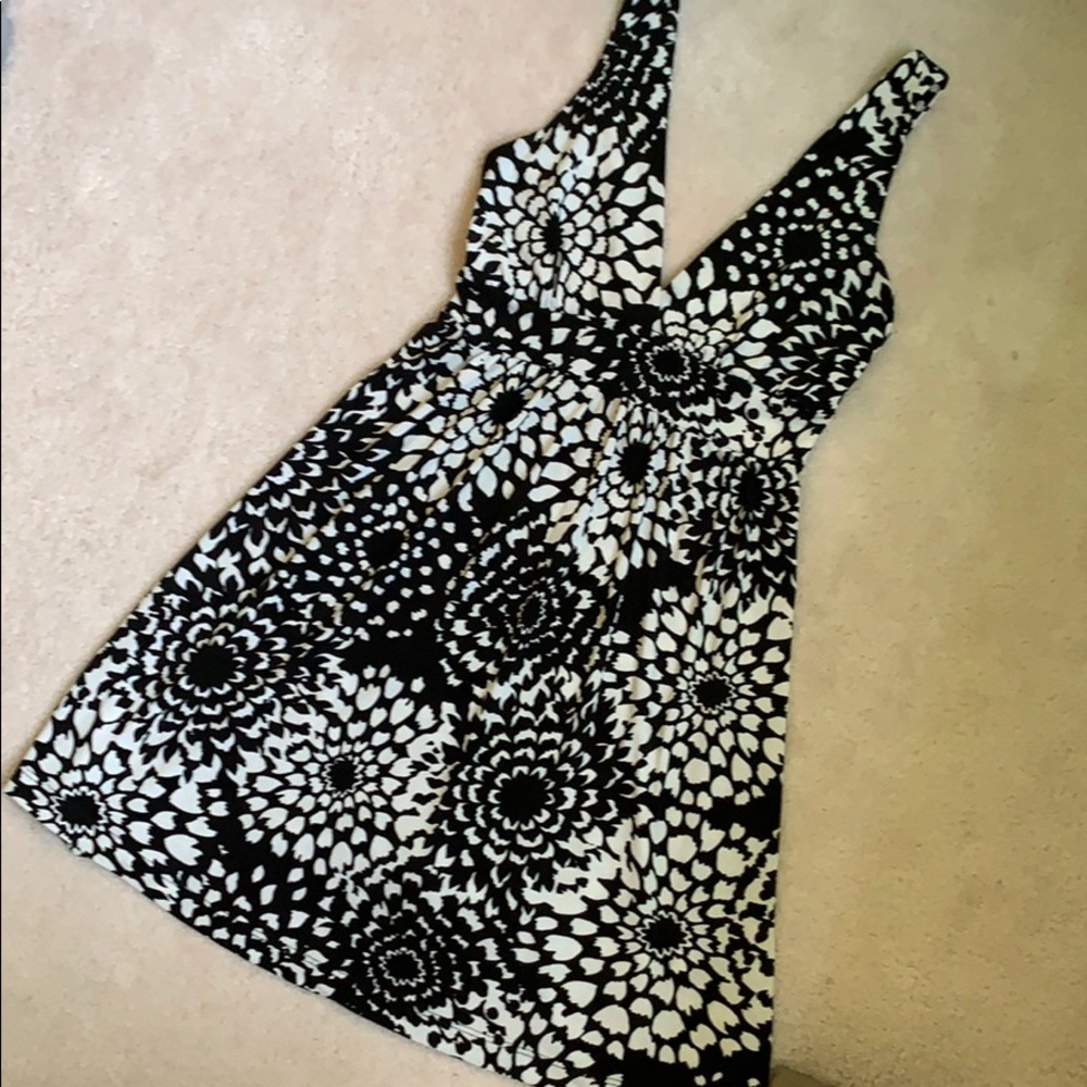 B&W floral mini dress/ swimsuit cover up